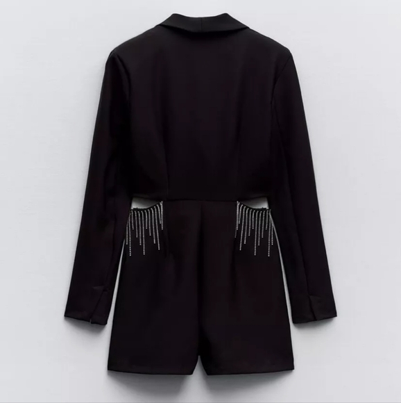 NWOT ZARA CUT OUT PLAYSUIT WITH RHINESTONES- SIZE MEDIUM - Picture 6 of 7